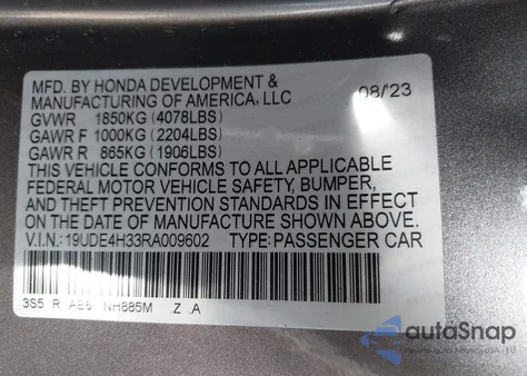 2024 Acura Integra A-Spec z USA, uszkodzony, nr VIN 19UDE4H33RA009602